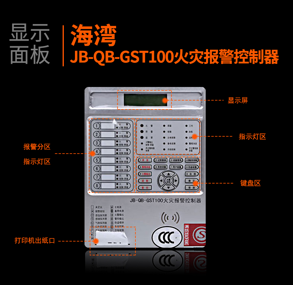 山西海湾JB-QB-GST100山西火灾报警控制器显示面板